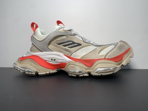 正确版Balenciaga巴黎世家CARGO 23ss 走秀款 米灰红 ℹ️做旧工艺采用手工制作完成，每款鞋的做旧程度、擦破大小及范围具有一定的差异性，属于正常。35-46