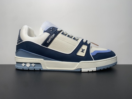 【专柜版：驴牌】白深蓝Louis Vuitt  驴牌 Trainer 低帮时尚板鞋 男女同款 尺码：35 36 37 38 39 40 41 42 43 44 45