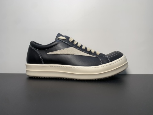 黑白色 麂皮  RlCK OWENS  绒面皮革  时尚板鞋 男女同款   货号：RU02B897  尺码：39-45