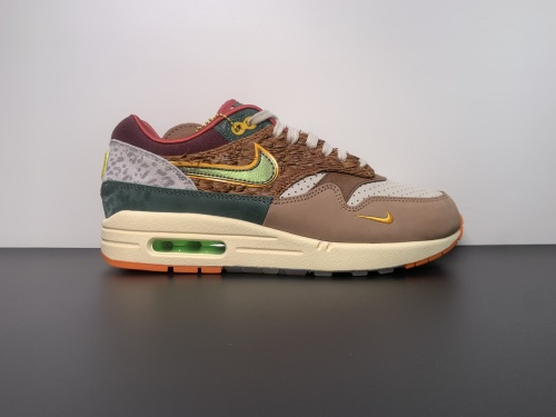 Division Street x Nike Air Max 1 低帮跑步鞋褐灰色（耐磨透气）36-47.5 货号：HQ2639-100