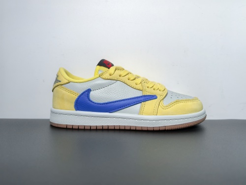 童鞋！ Travis Scott x AJ1 Low "倒钩7.0"金丝雀 货号DZ5909-700 尺码27.5-35