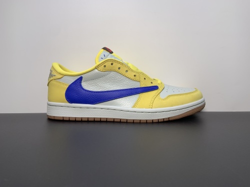 XP版本出货 Travis Scott x Air Jordan 1 Low OG "Canary"黄蓝倒钩低帮！ 货号：DZ4137-700 尺码：36-48.5