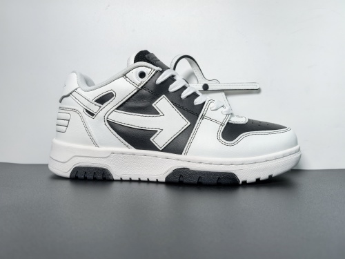 外贸头层出货 OFF -WHITE牛皮舒适圆头耐磨低帮黑白 码数：36-46 货号：OMIA189S24LEA0041001