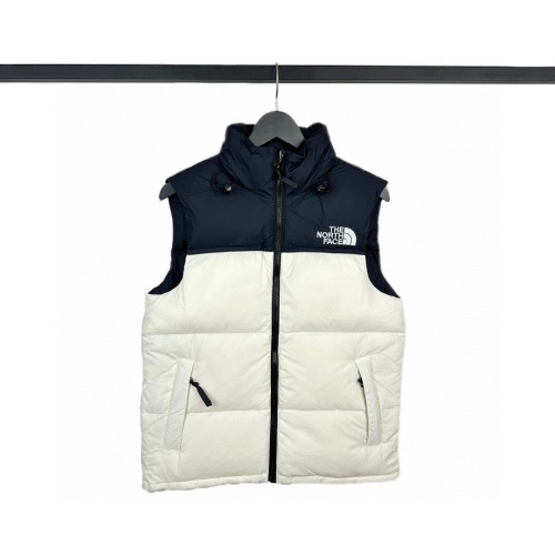 外贸保真版：北面】双拼白 The North Face/北面 经典款羽绒马甲 面料：国内独家日本原厂面料具有防水 防钻绒 防脱色特性，24支数压光呢子纺面料！ 内