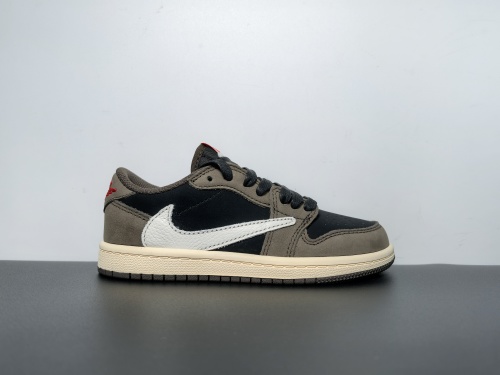 童鞋原装版本！ Travis Scott x AJ1 Low 倒钩黑棕低帮 货号:CQ4277-001 尺码:27.5-35