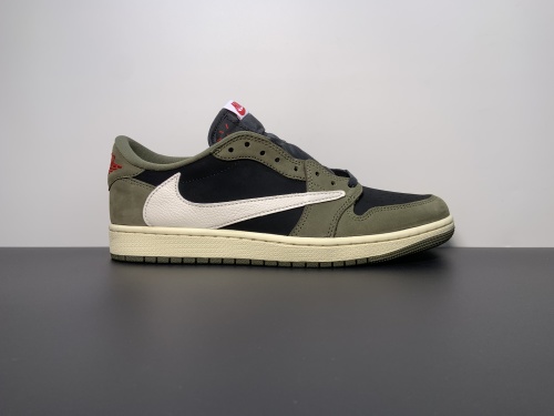 河源版本 Travis Scott x Air Jordan 1 Low OG “Black Olive”7.0橄榄绿倒钩低帮 货号:DM7866-002 尺码：36-47.5