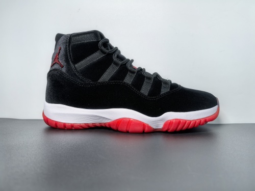 出货 Air Jordan 11 WMNS “Bred Velvet” Rumored to Release Holiday 2024 黑红反毛皮色 货号:DB5457-061 号码:36-47.5