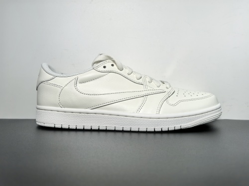 纯原版本！新品上架 Travis Scott x Air Jordan 1 Low OG  乔丹1代低帮倒钩联名全白 货号：TD1228-111 尺码：40-47.5