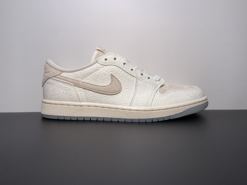 顶级！ Chris Paul x Air Jordan 1 Low OG ”Give Them Flowers“浮雕白 货号：FZ0455-200 SIZE：36-47.5
