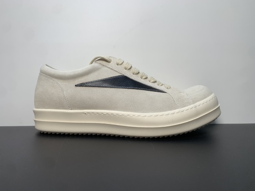 RO万斯 奶白色  RlCK OWENS /RO Rick Owens FW23 LUXOR系列 小牛皮 圆头系带板鞋 男女同款   货号：RU01C4897LVSLPO-1911 尺码：39-45