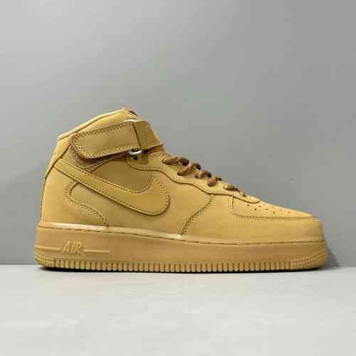 PP版本 小麦中帮DJ9158-200 Nike Air Force 1"Wheat" 皮革绒面革 中帮 板鞋男女同款 小麦色