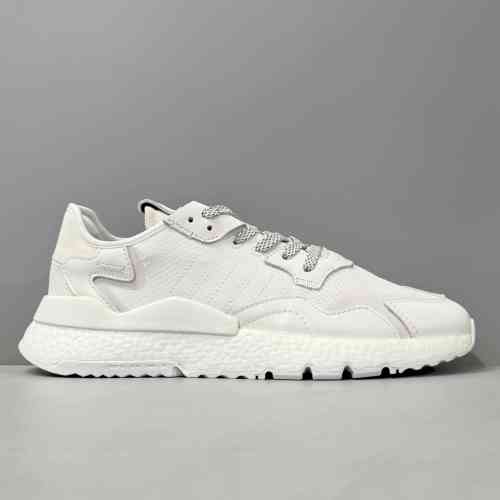 CG版本 全白色FV1267 阿迪达斯三叶草adidas originals Nite Jogger 网布皮革 复古运动减震防滑 低帮 生活休闲鞋 男女同款 白色