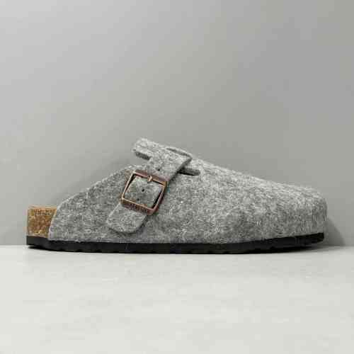 BK版本 半拖-浅灰羊毛毡 Birkenstock 织物 简约舒适 时尚凉拖 男女同款