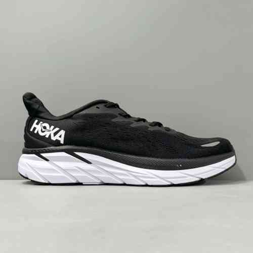LH版本 克里夫顿8-黑白1119393-BKW HOKA ONE ONE Clifton 8 简约舒适减震透气轻便 低帮跑步鞋 男款 黑色