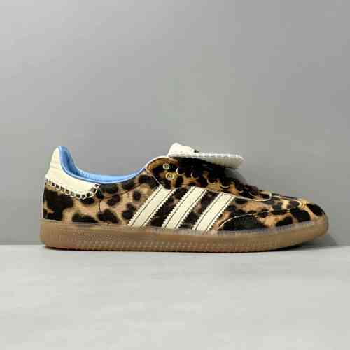 SA版本 长鞋舌/豹纹IE0578 WB联名 阿迪达斯 三叶草桑巴鞋 德训鞋Wales Bonner x Adidas originals Samba Pony Tonal 耐磨低帮板鞋 棕白