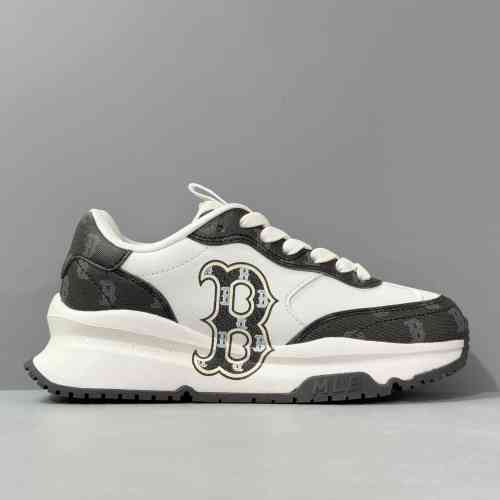 PB版本 白黑B 3ARNCRD4N-43BKS MLB Chunky Runner 波士顿红袜队 复古增高 合成革防滑耐磨 低帮 休闲跑步鞋 男女同款 黑白