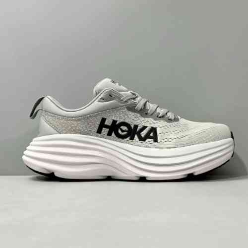 XR版本 黑灰1127953-SHMS HOKA ONE ONE Bondi 8 Wide 邦代8 减震防滑耐磨 低帮 长跑跑步鞋 宽版