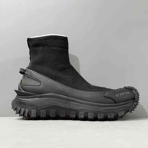 DH版本 黑色M3809999 Moncler盟可睐 Trailgrip 织物 圆头套穿 高帮 生活休闲鞋