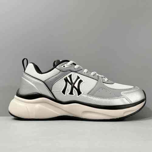 PB版本 白灰银3ARNFTB4N-50BKS MLB Chunky Runner Fastball 舒适时尚耐磨 低帮 休闲跑步鞋 男女同款 白灰银