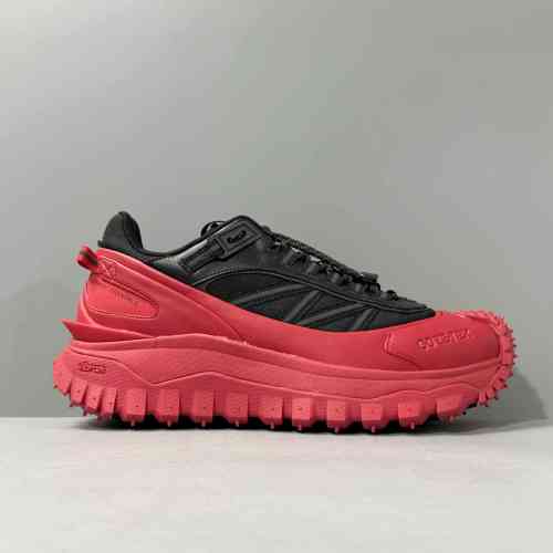 DH版本 黑红M2058P49 Moncler盟可睐 Trailgrip 徽标 系带 低帮 运动休闲鞋 女款黑红色