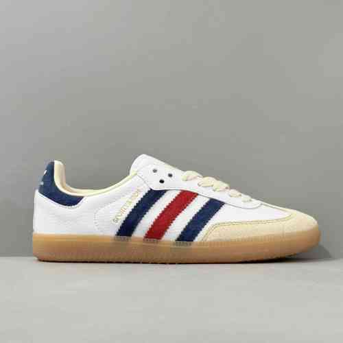 HZ版本 白蓝红IH8338 SPORTY & RICH x adidas originals SAMBA OGDROP 5 SUMMER GAMES PACK 防滑耐磨 低帮 板鞋 男女同款 白蓝红
