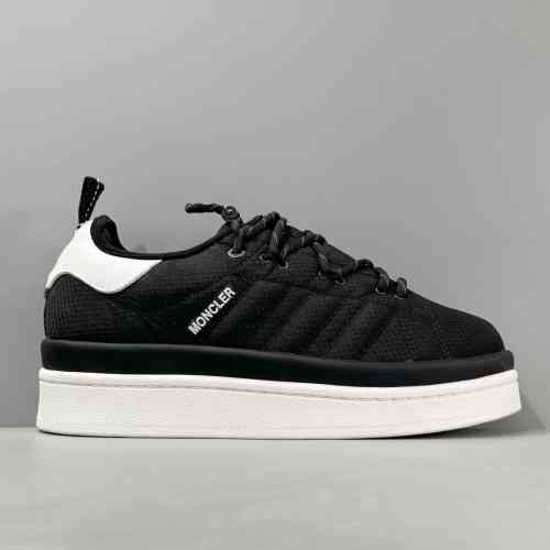 DH版本 黑色IG7868 adidas originals x Moncler盟可睐 圆头系带 低帮板鞋 男女同款 黑色