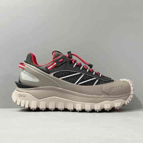 DH版本 黑灰M2058P99 Moncler盟可睐 Trailgrip 皮革 系带时尚 防滑 低帮 运动休闲鞋 男款 黑灰