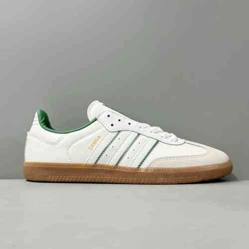 YH版本 白绿色J12044 阿迪达斯三叶草 adidas originals SAMBA OG 舒适百搭 防滑耐磨低帮 板鞋 男女同款 白绿色