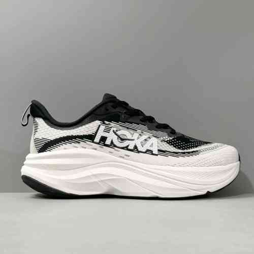 AW版本 飞流-白黑1155113-BWHT HOKA ONE ONE SKYFLOW舒适防滑耐磨 低帮休闲跑步鞋 女款 白黑