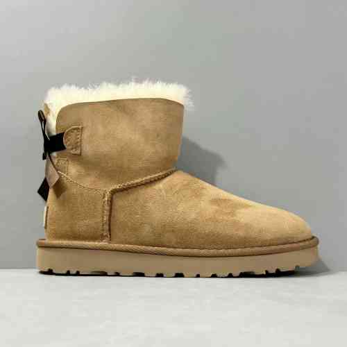 BK版本 丝带蝴蝶结-栗子棕1016501-CHE UGG Bailey 迷你贝莉蝴蝶结2.0 加绒保暖拉链 雪地靴 女款 栗子棕
