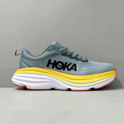 XR版本 山泉蓝灰1123202-GBMS HOKA ONE ONE Bondi 8 Wide 邦代8 减震防滑耐磨 低帮 长跑跑步鞋 宽版