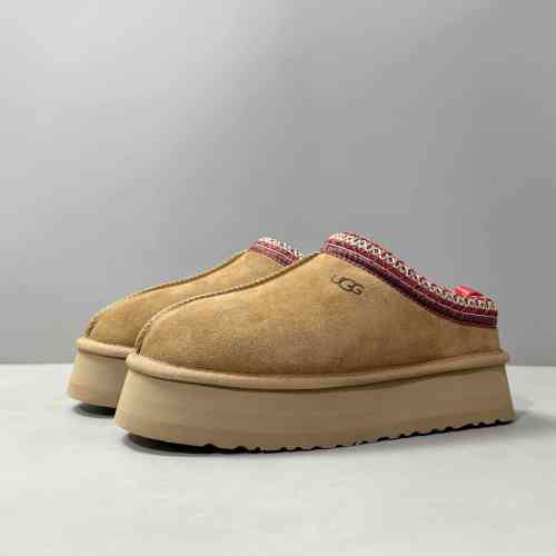 LS特价版本 民族风半拖-栗色1122553-CHE UGG Tazz Chestnut 皮革 舒适柔软时尚 耐磨增高保暖 低帮 运动休闲鞋 女款 栗色