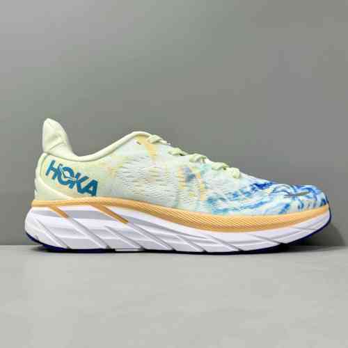 LH版本 克里夫顿8-白蓝色1119393-TGT HOKA ONE ONE Clifton 8 舒适百搭 织物减震防滑耐磨透气 低帮 休闲跑步鞋 男款 白蓝色