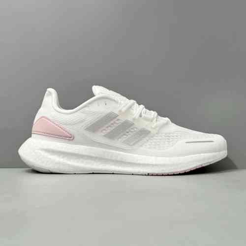 HG版本 UB22 粉白HQ1457 阿迪达斯三叶草 adidas Pureboost 22 系带平跟 织物合成革TPU低帮 休闲跑步鞋 女款 粉白