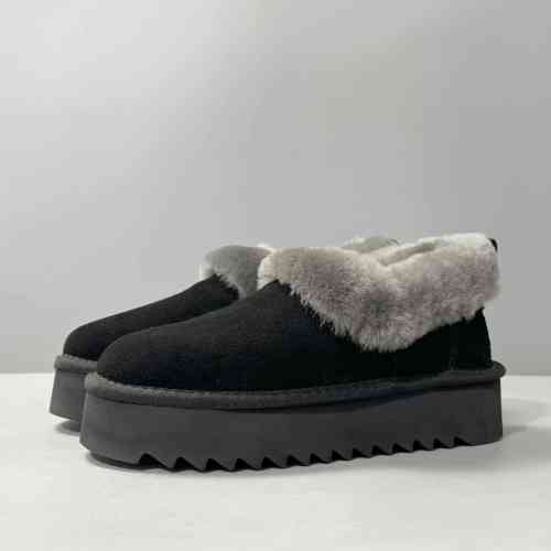 LS特价版本 厚底大喜庆-黑色1166733-BLK UGG 二层牛皮 厚底休闲 及踝 雪地靴 女款