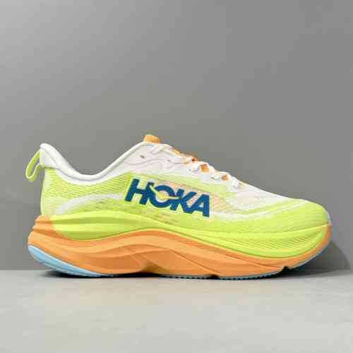 AW版本 飞流-绿橙1155111-FSTS HOKA ONE ONE SKYFLOW舒适防滑耐磨 低帮休闲跑步鞋 男款 绿橙