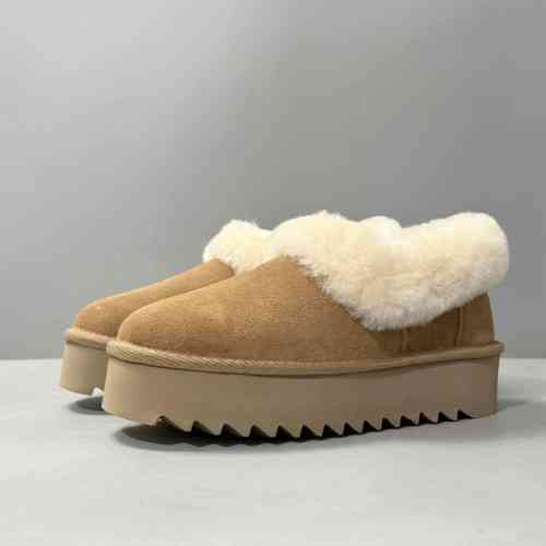 LS特价版本 厚底大喜庆-粟色1166733-CHE UGG 二层牛皮 厚底休闲 及踝 雪地靴 女款 棕色