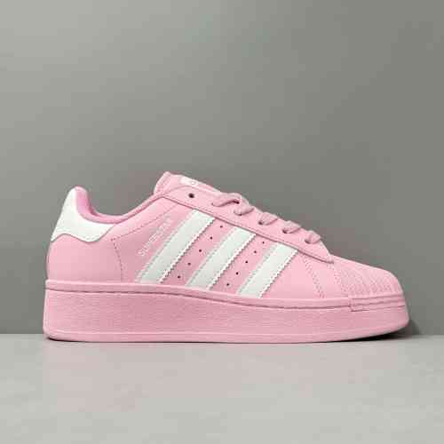 PP版本 厚底白粉ID5733 阿迪达斯三叶草adidas originals SUPERSTAR XLG XLG 皮革 减震耐磨 低帮 板鞋 女款 白粉色