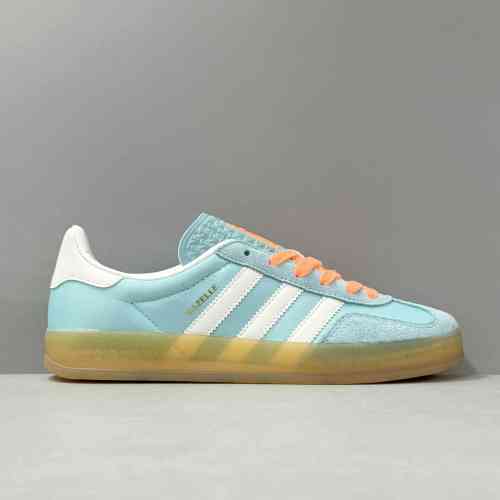 GY版本 蓝白HQ9017 阿迪达斯三叶草 adidas originals Gazelle Indoor 防滑耐磨 低帮板鞋 男女同款