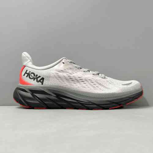 LH版本 克里夫顿8-灰红1119394-SDPK HOKA ONE ONE Clifton 8 舒适运动 织物减震防滑耐磨 低帮跑步鞋 女款 灰红