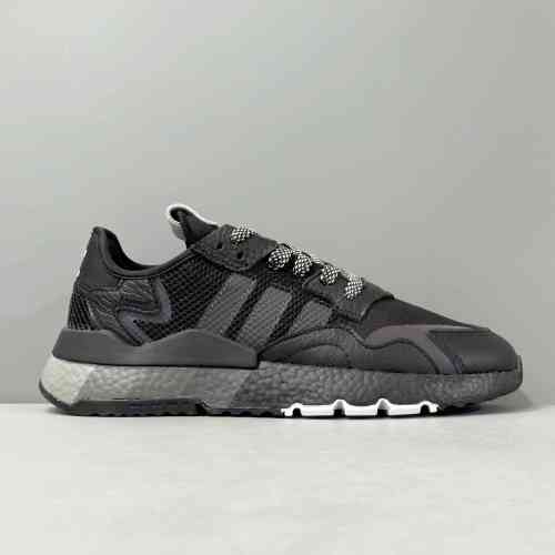 CG版本 黑灰紫H01717 阿迪达斯三叶草adidas originals Nite Jogger 织物皮革 运动经典耐磨透气 低帮 生活休闲鞋 男女同款 黑灰紫