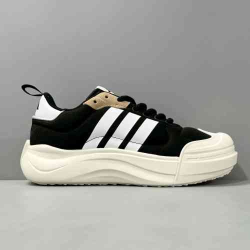 HX版本 黑亮白IH6058 阿迪达斯三叶草 adidas MAXXCOURT SPW 圆头系带 低帮 生活休闲鞋 男女同款 黑白