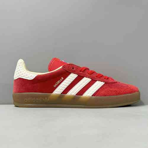 CG版本 GZ红白IF1808 花纹 阿迪达斯三叶草 盖乐系列 Adidas Originals Gazelle Indoor  男女款 防滑低帮板鞋 T头鞋