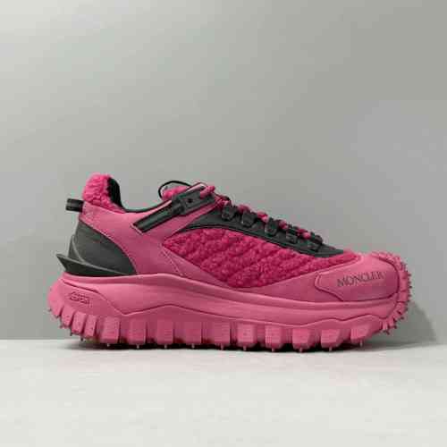 DH版本 粉红黑M3312P49 Moncler盟可睐 Trailgrip 圆头系带 低帮 生活休闲鞋 女款 红色