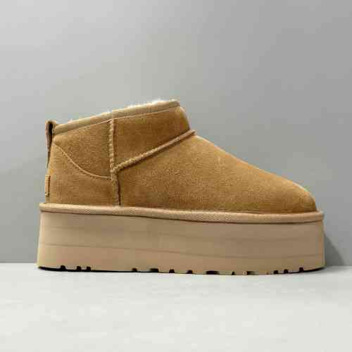 LS特价版本 增高厚底-5CM 1135092-CHE  UGG 头层牛皮 休闲舒适厚底 短筒 雪地靴 女款