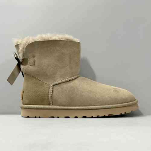 LZ版本 单丝带-驯鹿色1016501-CRBO UGG Bailey Bow ll Boot加绒 羊皮 保暖 短筒 雪地靴 女款 驯鹿色