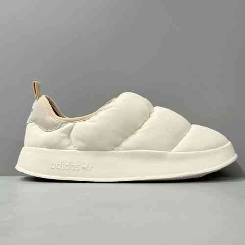 HX版本 米色HR1481 阿迪达斯三叶草adidas originals Puffylette 织物 一脚蹬面包鞋 蓬蓬鞋 防滑防水保暖 低帮 生活休闲鞋 男女同款 米色