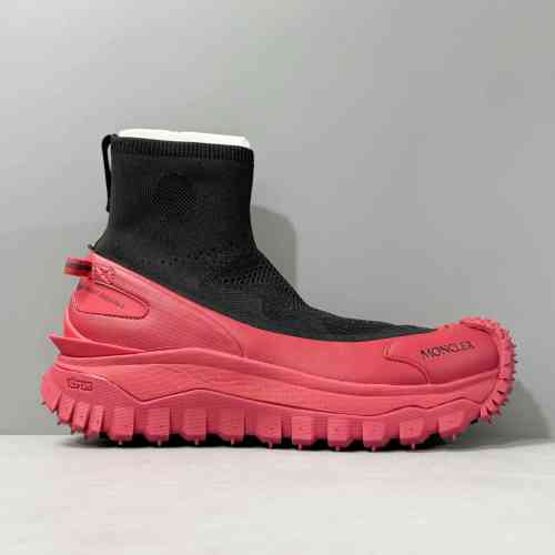 DH版本 黑红色M3809100 Moncler盟可睐 Trailgrip 织物 圆头套穿 高帮 生活休闲鞋