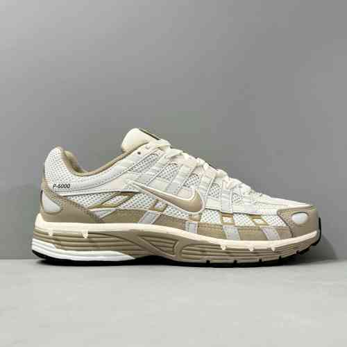 V版顶级 米白棕FQ8243-025 Nike P-6000 复古美学现代舒适 网布皮革防滑低帮 休闲跑步鞋 男女同款 米白棕