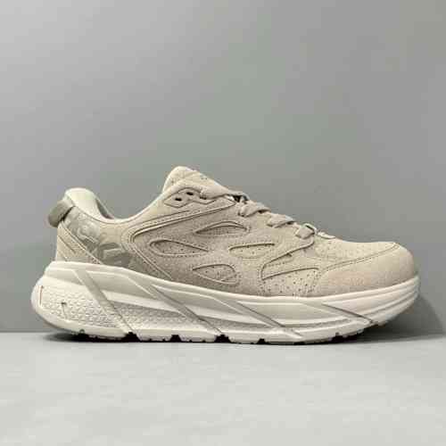 CF版本 克里夫顿绒面革-棕色1122571-STPST HOKA ONE ONE CliftonL 运动舒适 皮革减震防滑耐磨 低帮 休闲跑步鞋 男女同款 棕色